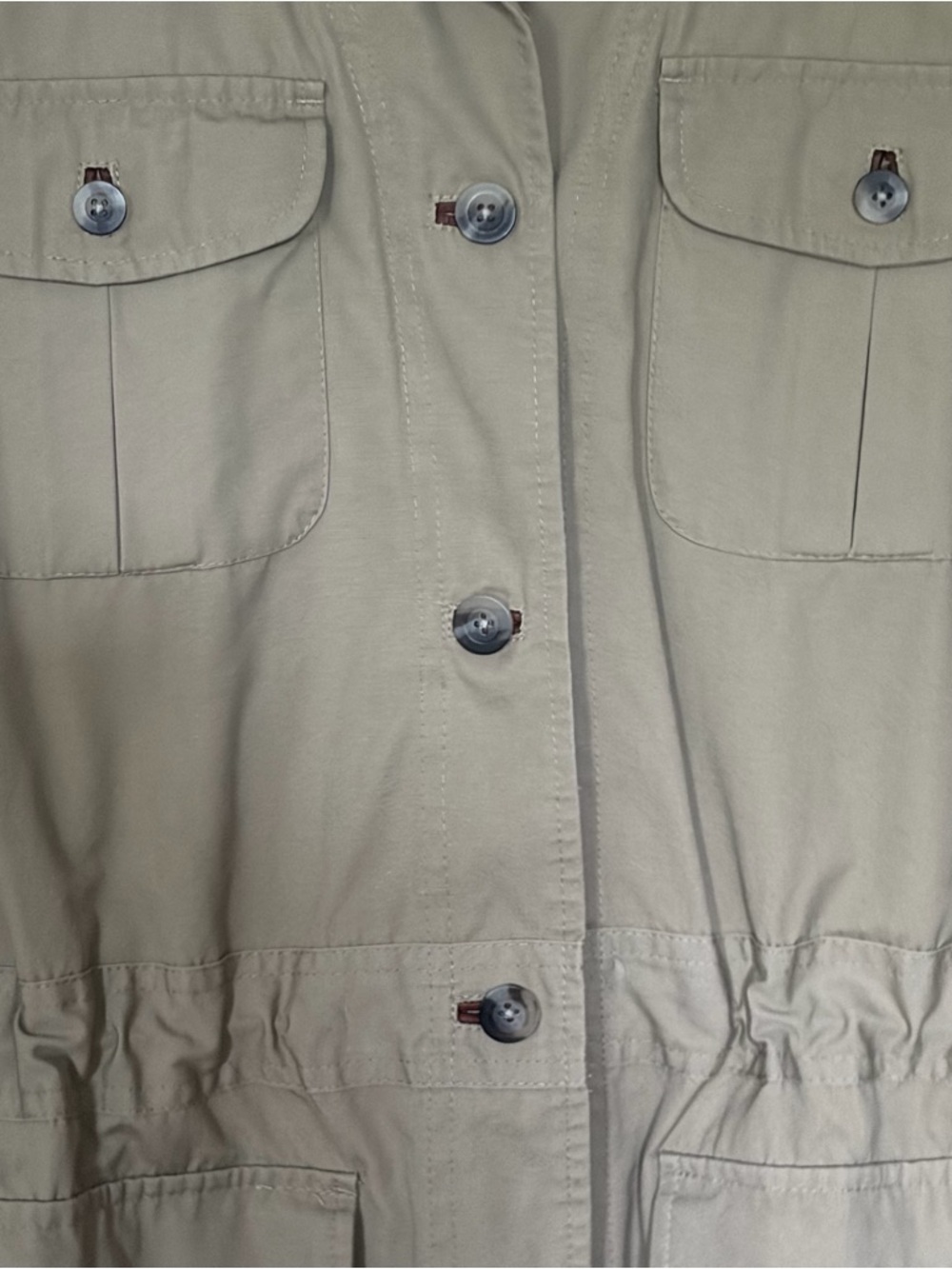 TravelSmith Women’s Khaki Cotton Safari Jacket Size L Bush Poplin Utility Cargo - Picture 5 of 8